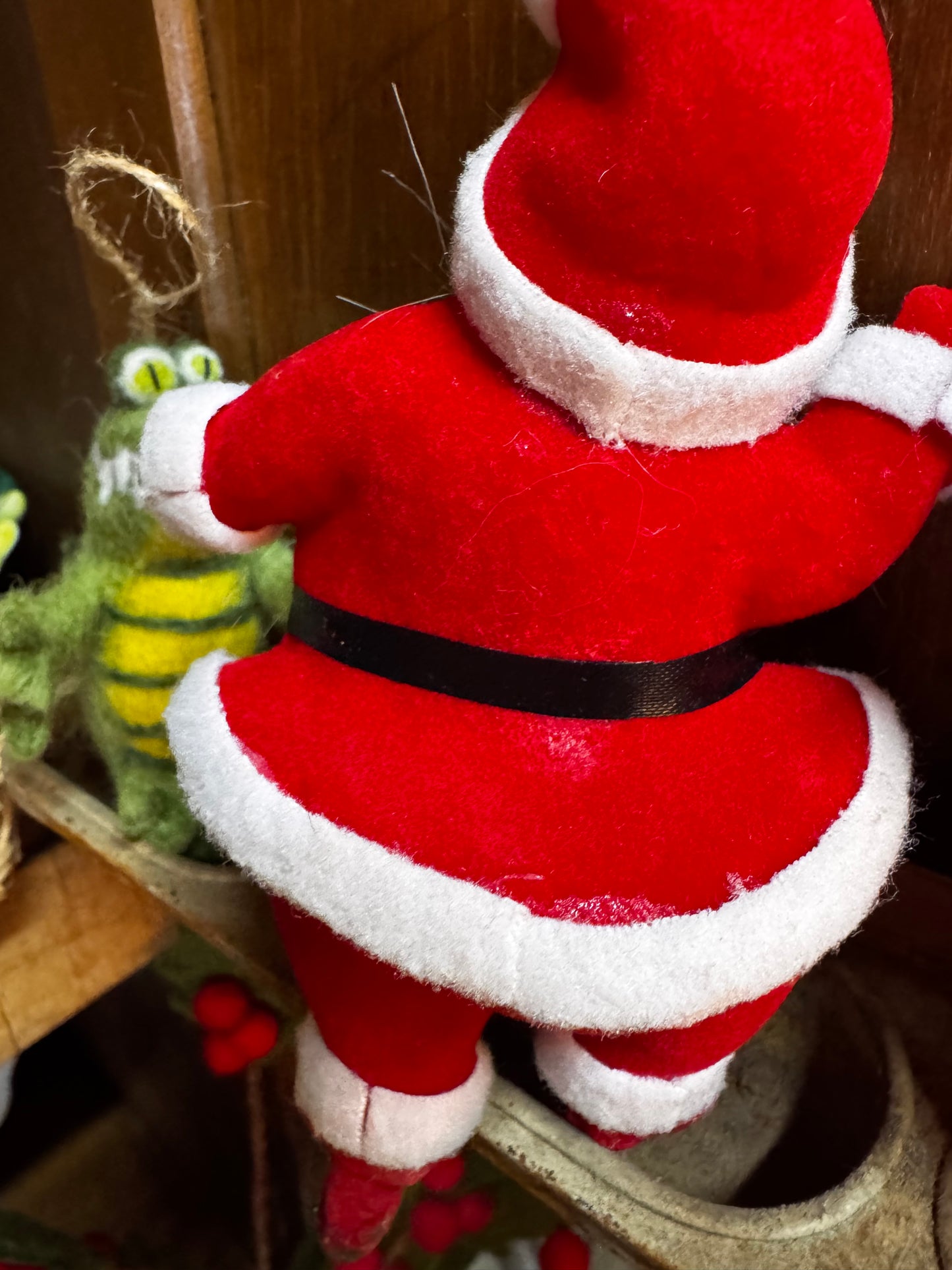 Vtg Flocked Santa CSBH