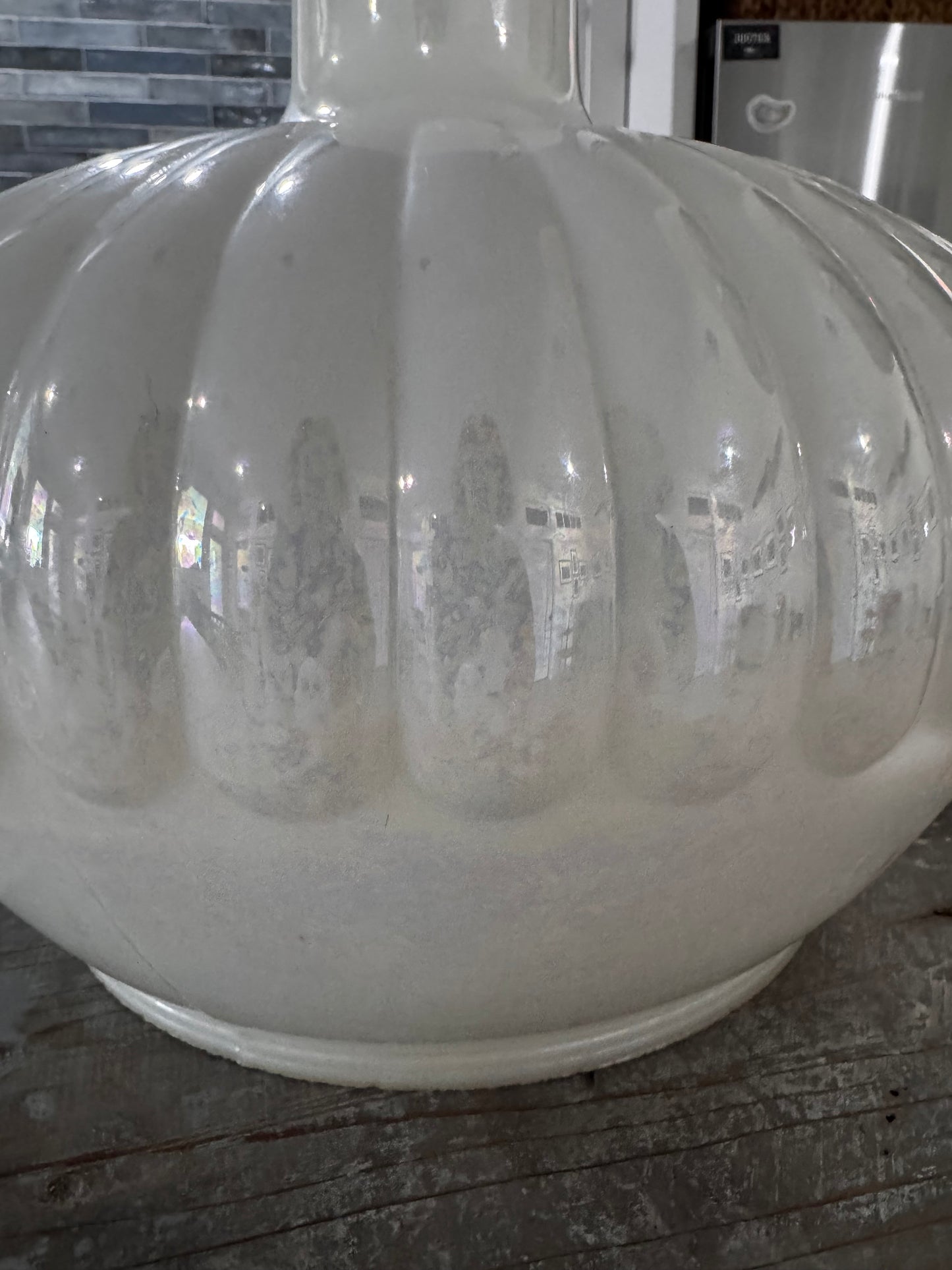Upcycled Column Top Lamp Vtg Luster Globe