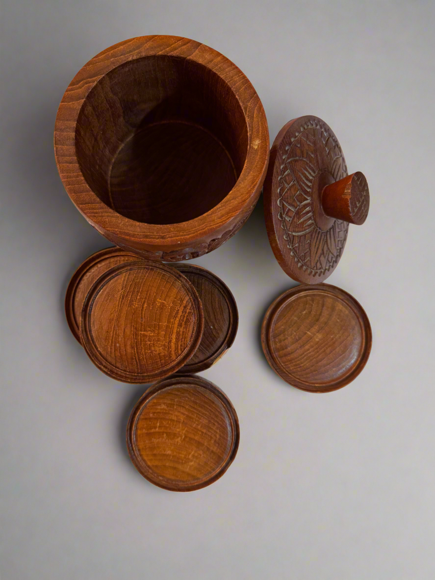 hand-carved teak coaster set csbh
