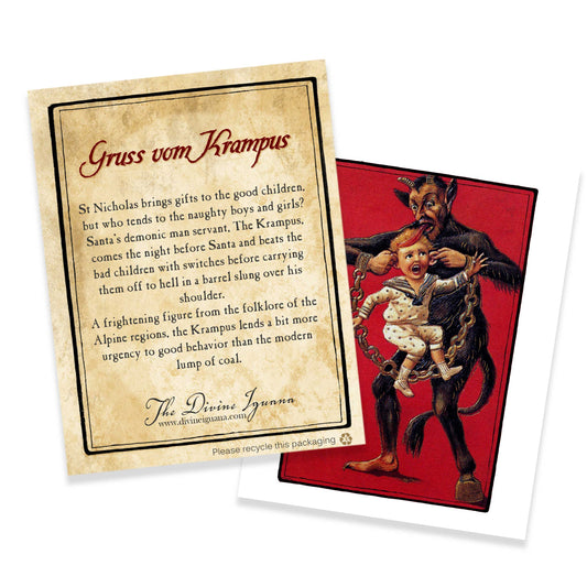 Krampus Carrying Naughty Child Victorian Goth X-mas Card