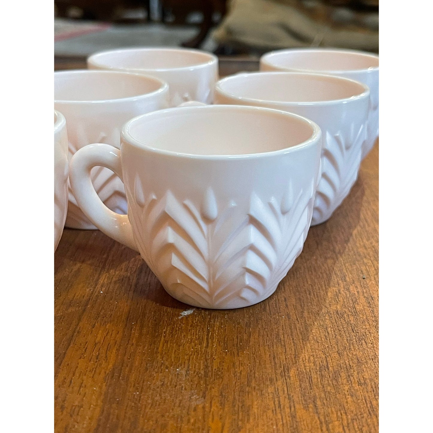 Vintage 1950's Jeanette pink milk glass punch tea cup set of 12