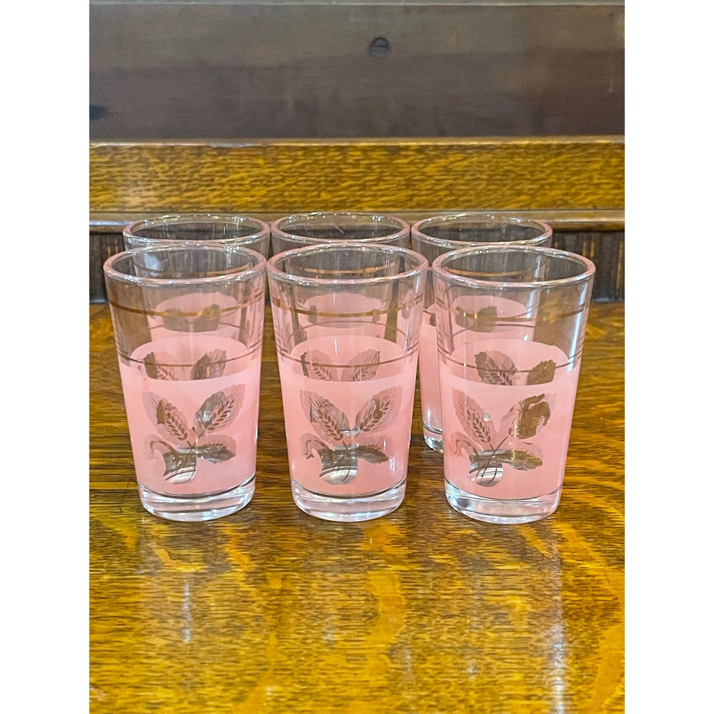 Vintage A. Masserini pink wheat2 oz. shooter shot glass set of 6