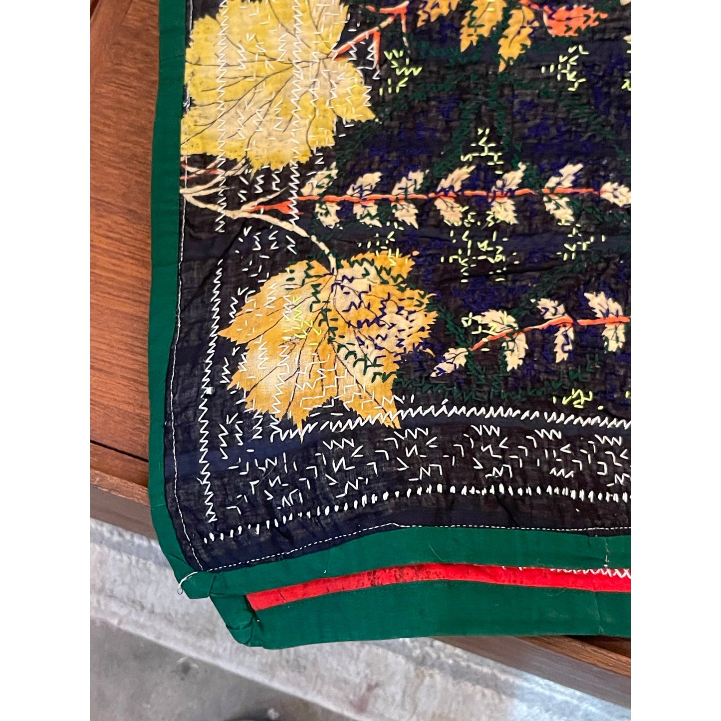 Uzbekistan Suzani handstitched table clothe throw blanket bed spread 7' x 5'