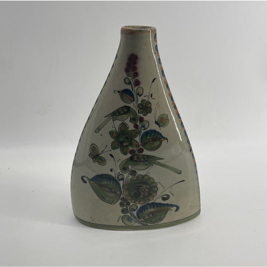 Ken Edwards Tonala El Palomar Mexican Hand Painted Pillow Vase Birds & flowers-CSSB