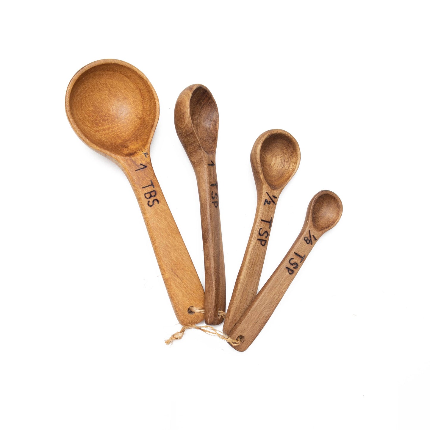 Hand Carved Wood Measuring Spoon Set: Coffeewood