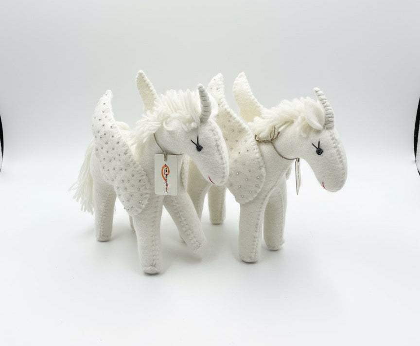 Small Felt Unicorn Figurine Statue