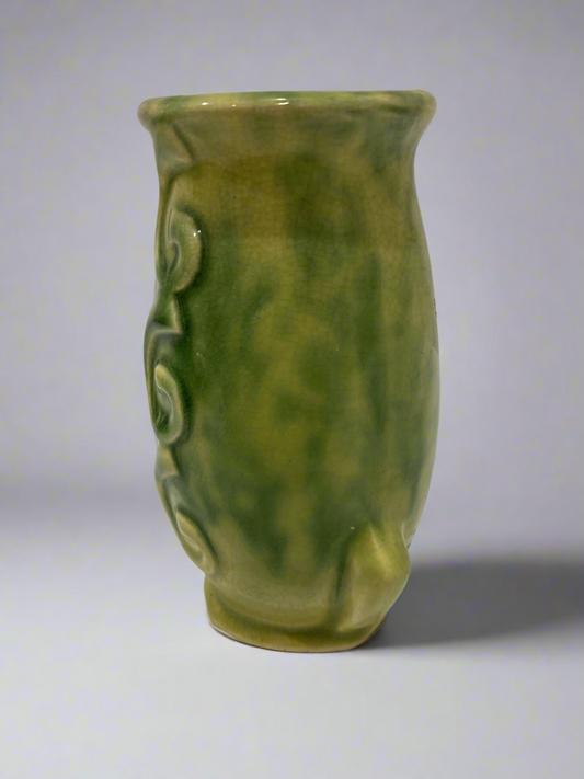 Vtg Green Drip Glaze Vase