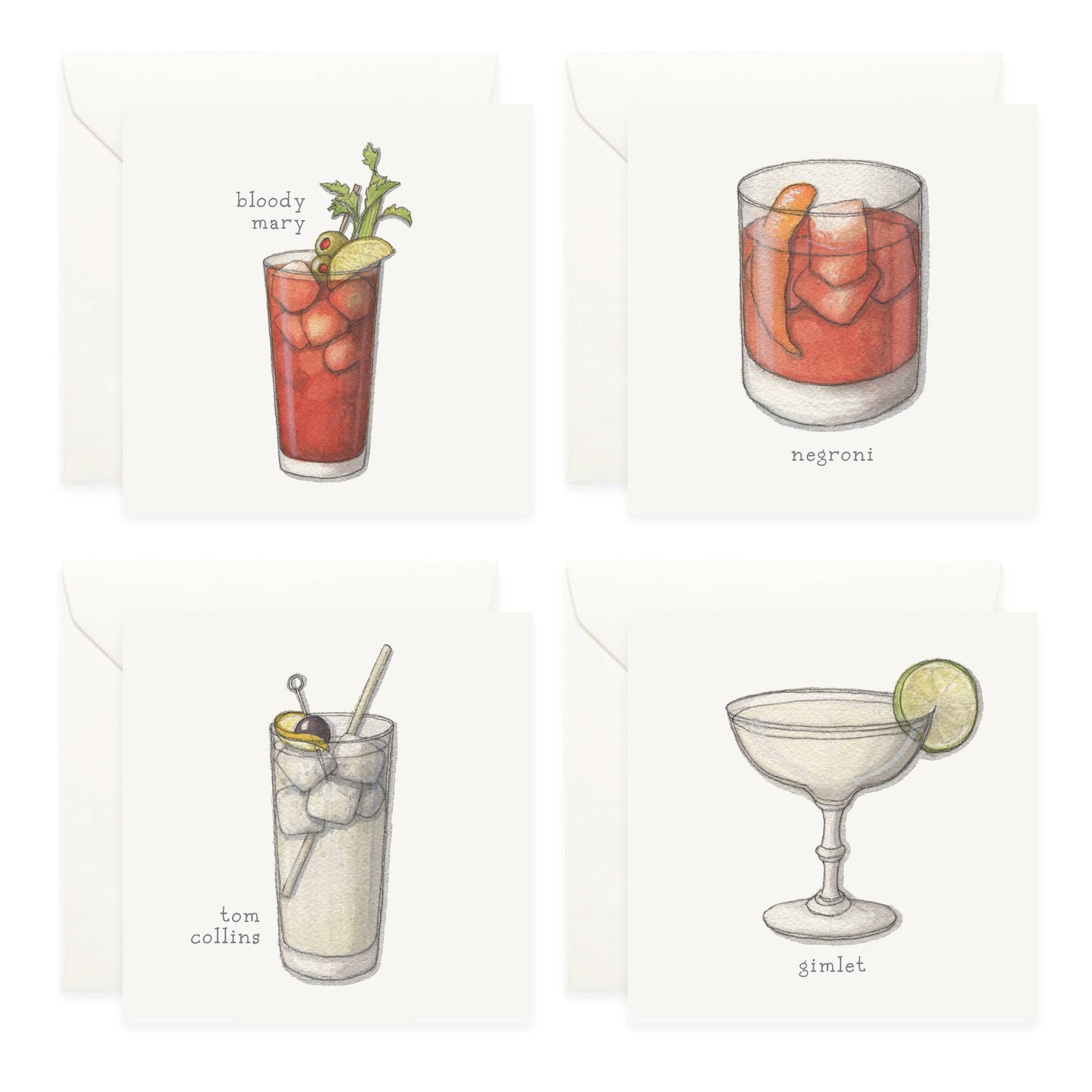 Mini Cards Set / Cocktails . 02 Gin & Vodka