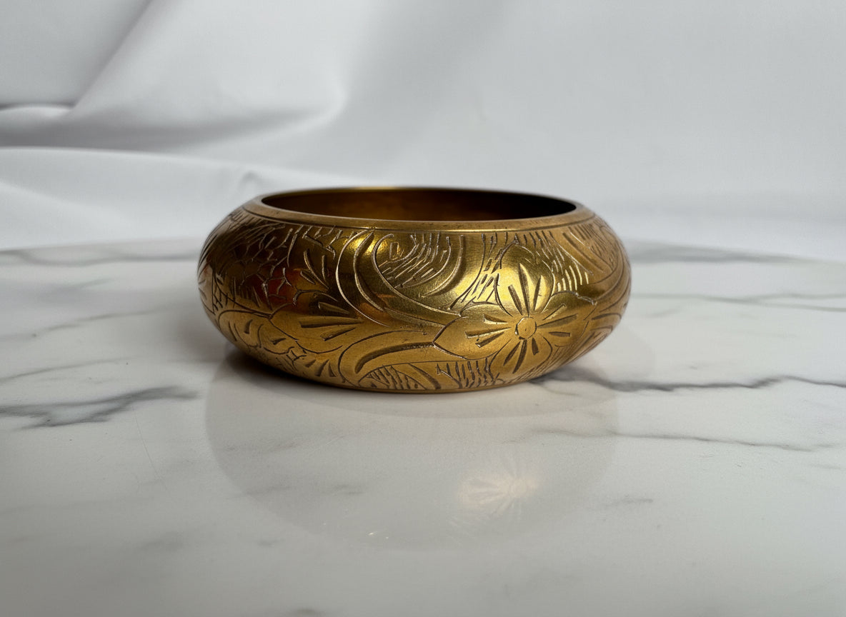 Vtg Engraved Brass Cuff CSBH