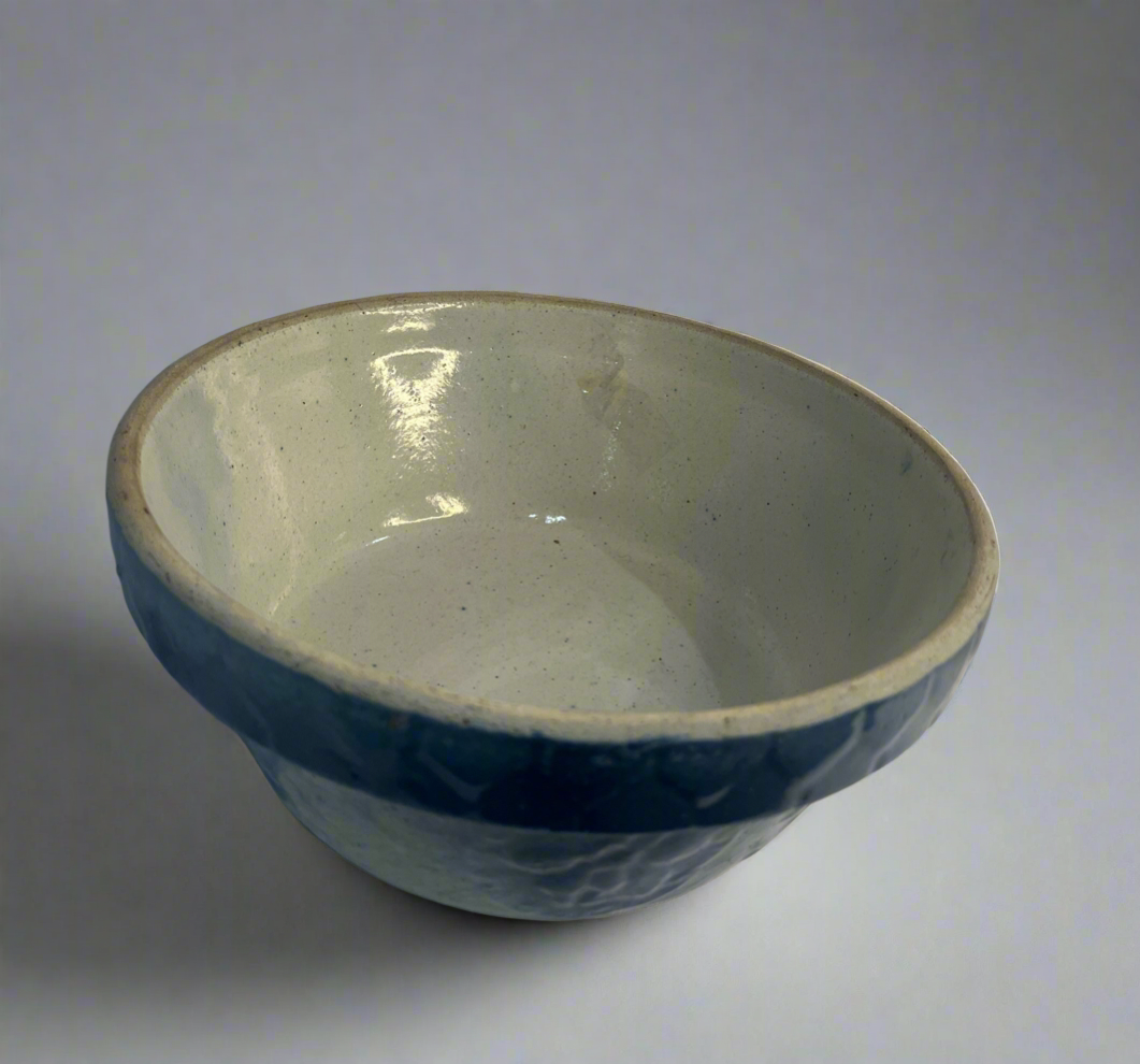 Vintage 1800s Pluckers Blue & White Salt Glaze Bowl