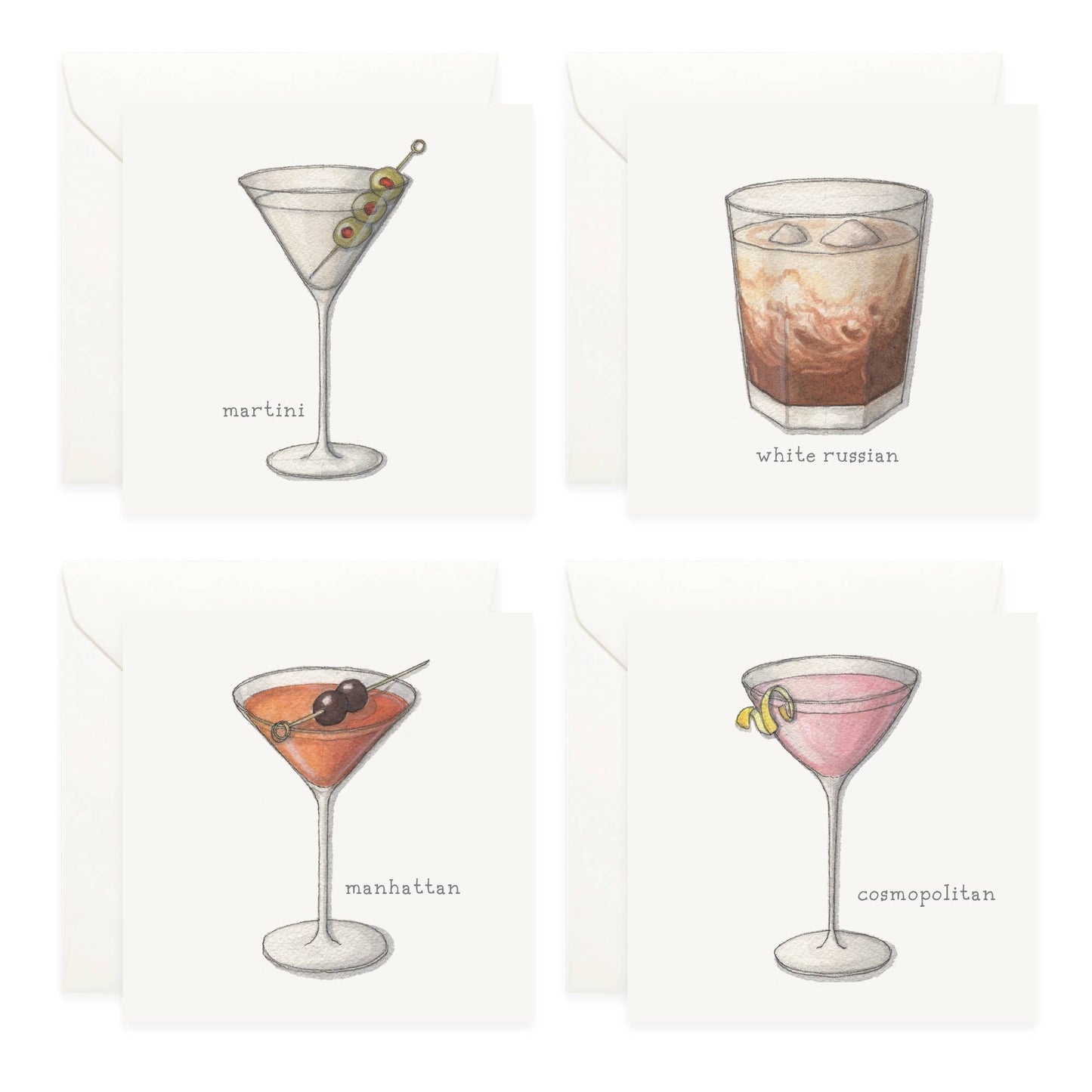 Mini Cards Set / Cocktails . 02 Gin & Vodka