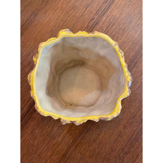 Vintage MCM Mid-Century Cottagecore Tree Bark inspired ceramic pottery planter