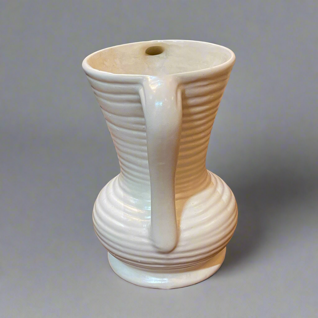Vintage Haeger Pottery ribbed double handle 9.5" urn vase