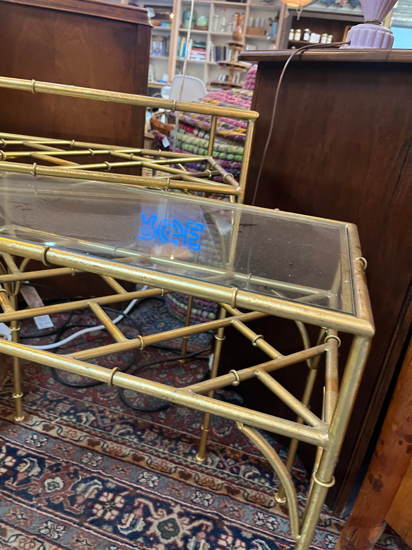 Gold Color Bamboo Nesting Tables ( Set of 2)
