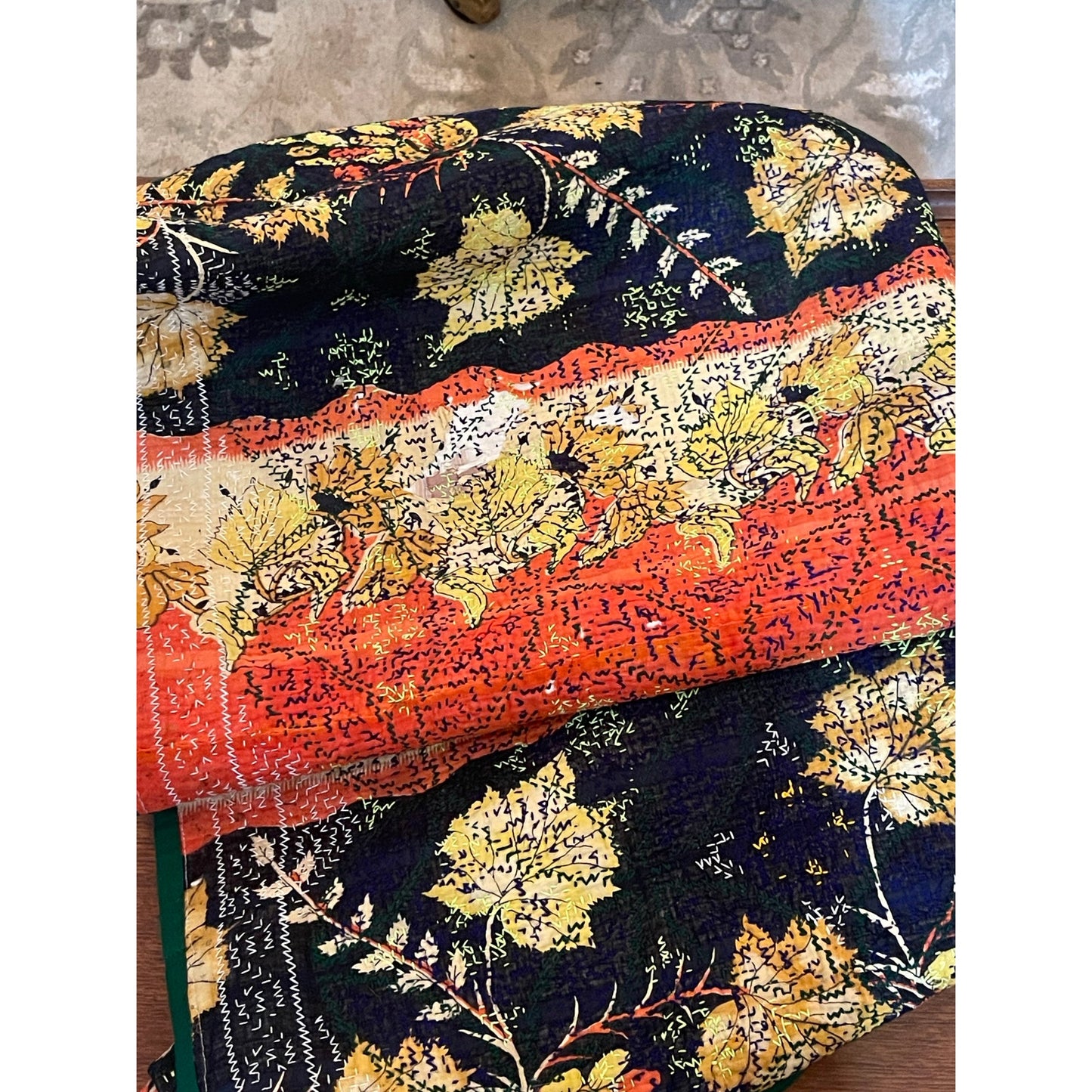 Uzbekistan Suzani handstitched table clothe throw blanket bed spread 7' x 5'