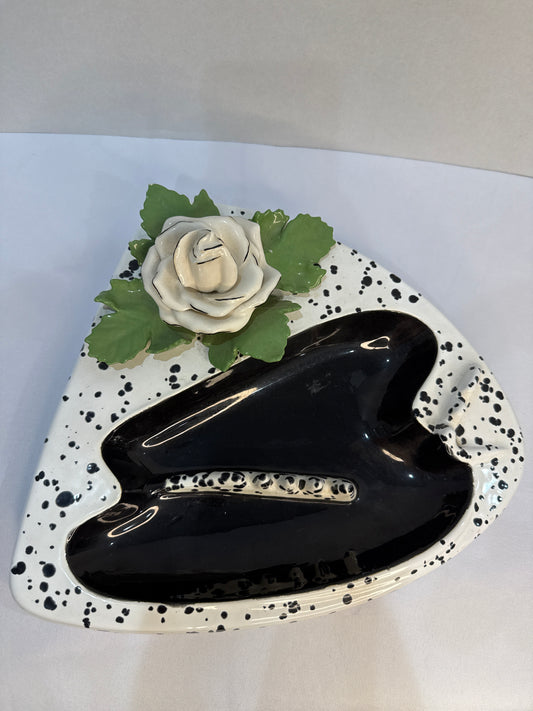 Vintage Retro Atlantic Mold Flower Ceramic Ashtray