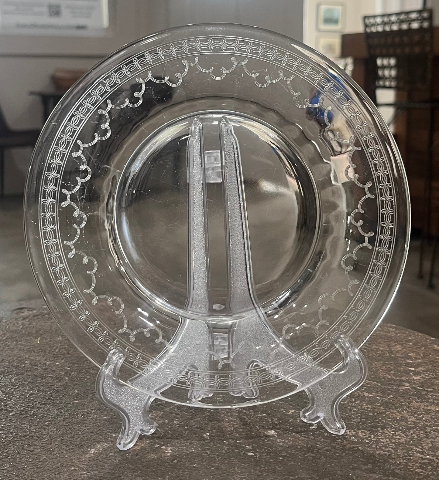 Needle Etched Depression Glass Salad Plates