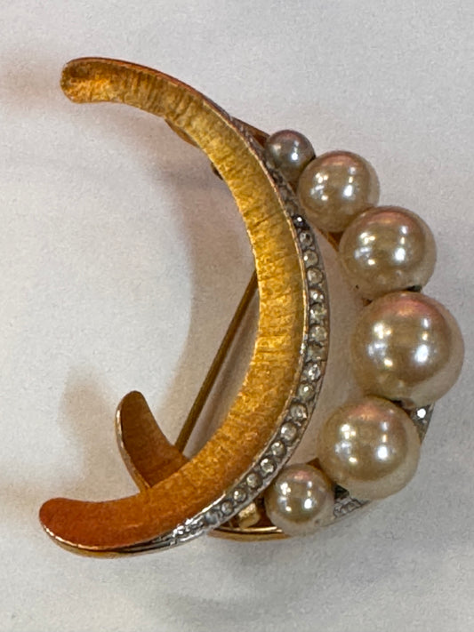 Trifari Crescent Moon Brooch CSBH