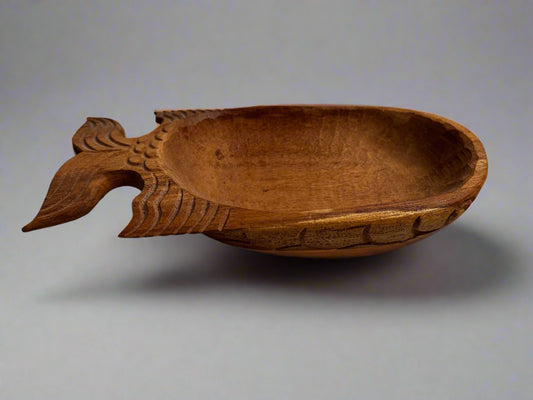 Monkey pod fish shaped bowl