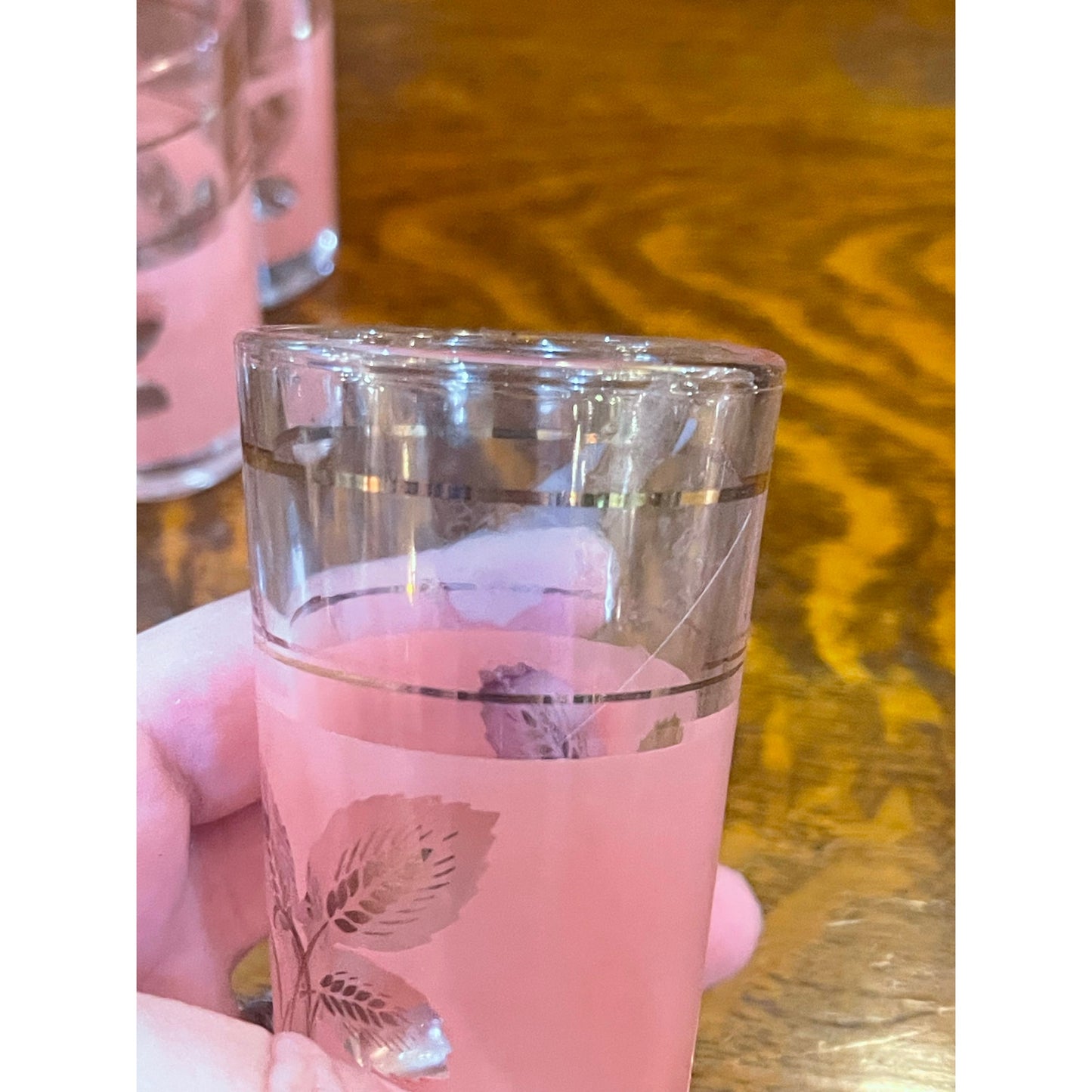 Vintage A. Masserini pink wheat2 oz. shooter shot glass set of 6