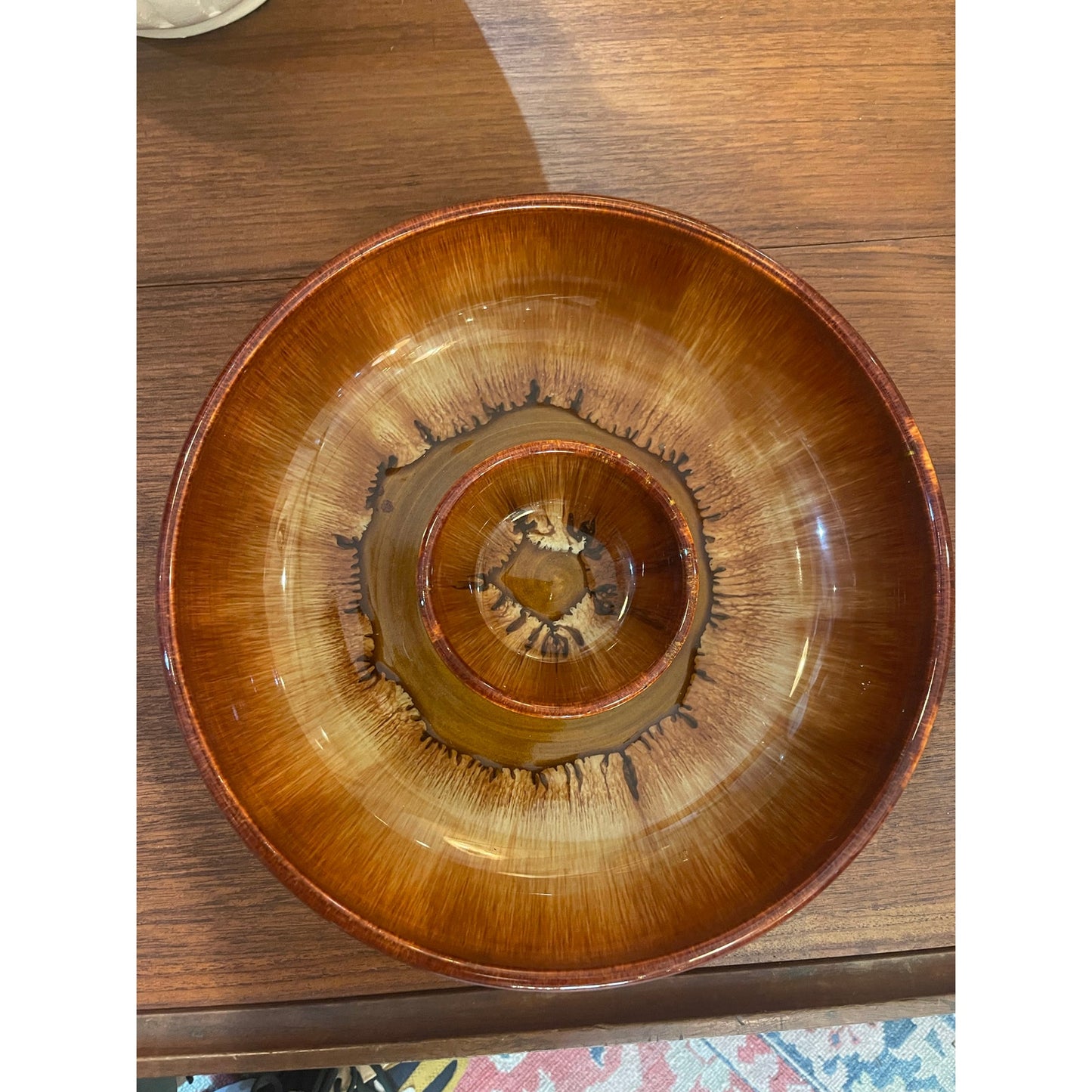 vintage 1978 Dryden Hot Springs Arkansas ceramic 11" chips and dip bowl