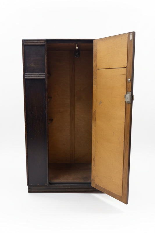 Vtg Art Deco Oak Single-Door Armoire