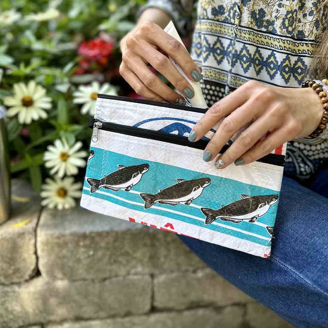 Recycled Feed Bag Zip Pouch