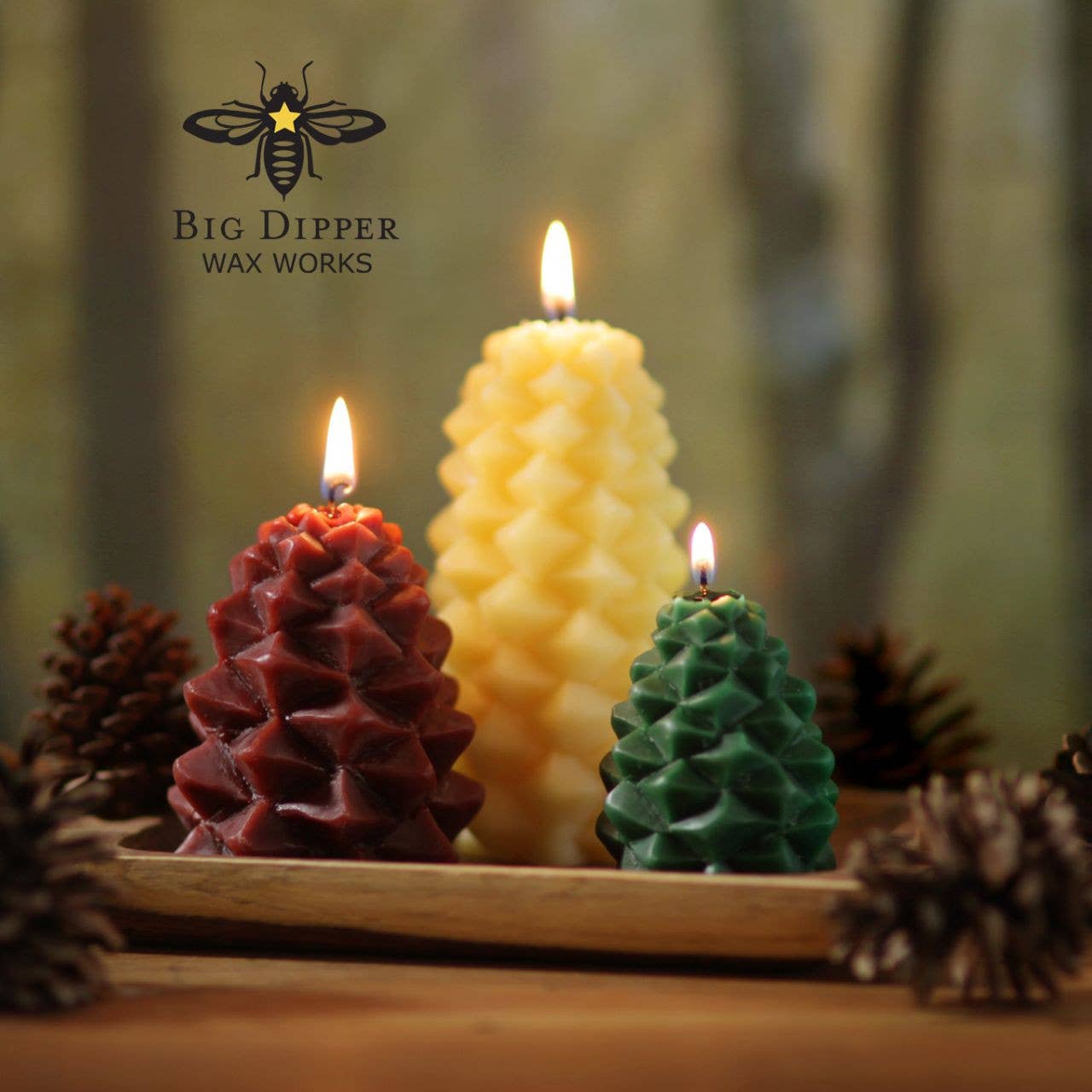 Pinecone Candles – 100% Pure Beeswax – 3 Sizes Available