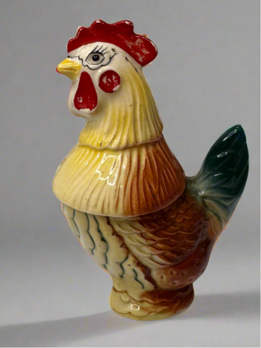 Vtg Rooster Salt & Pepper Crock Csbh