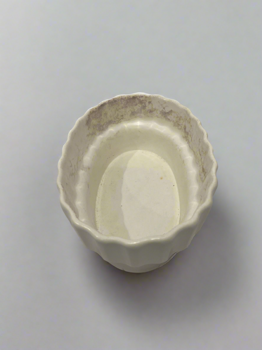 Vtg Oval Fluted Flower Dish