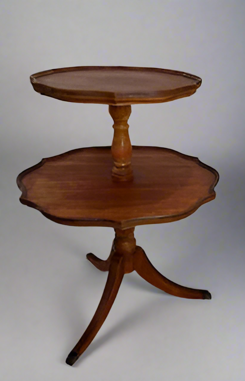 Antique 2-Tiered Pie Crust Table