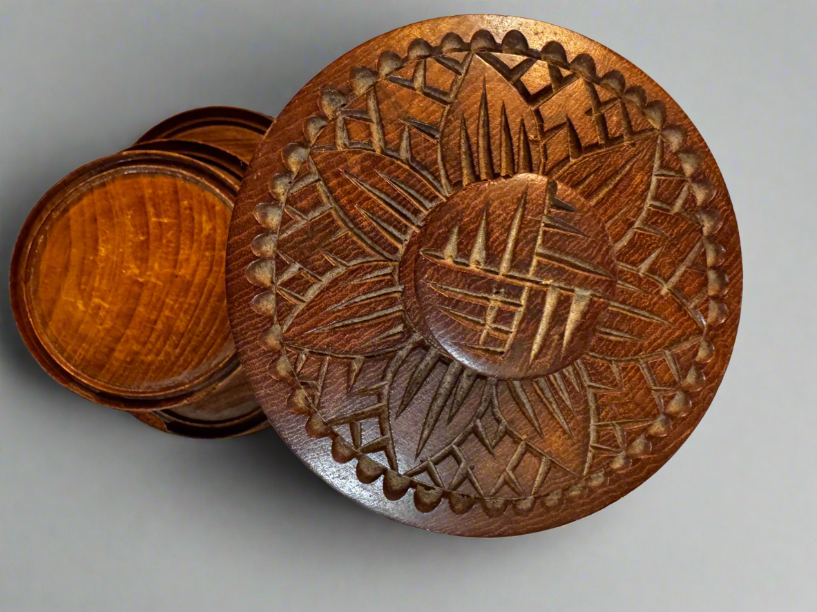 hand-carved teak coaster set csbh