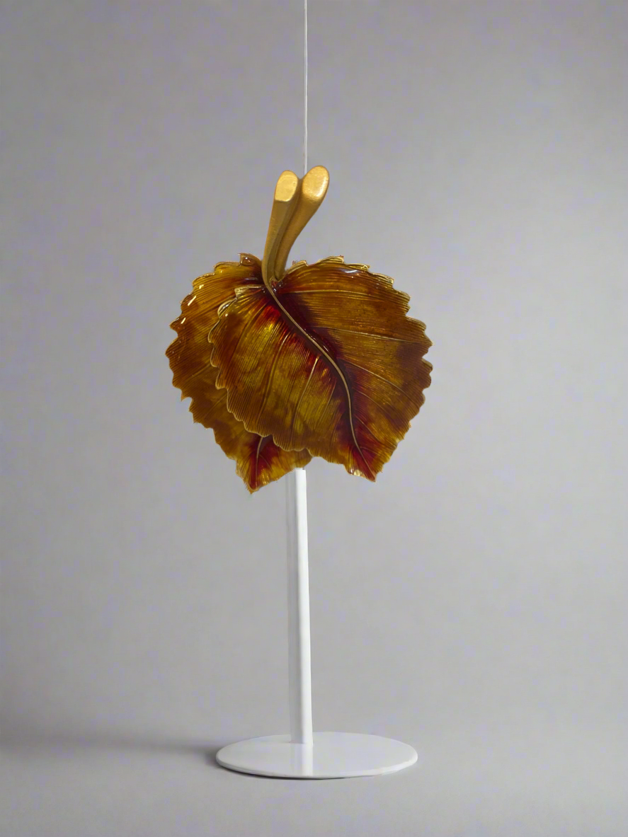 Vtg Enamel Leaf Brooch