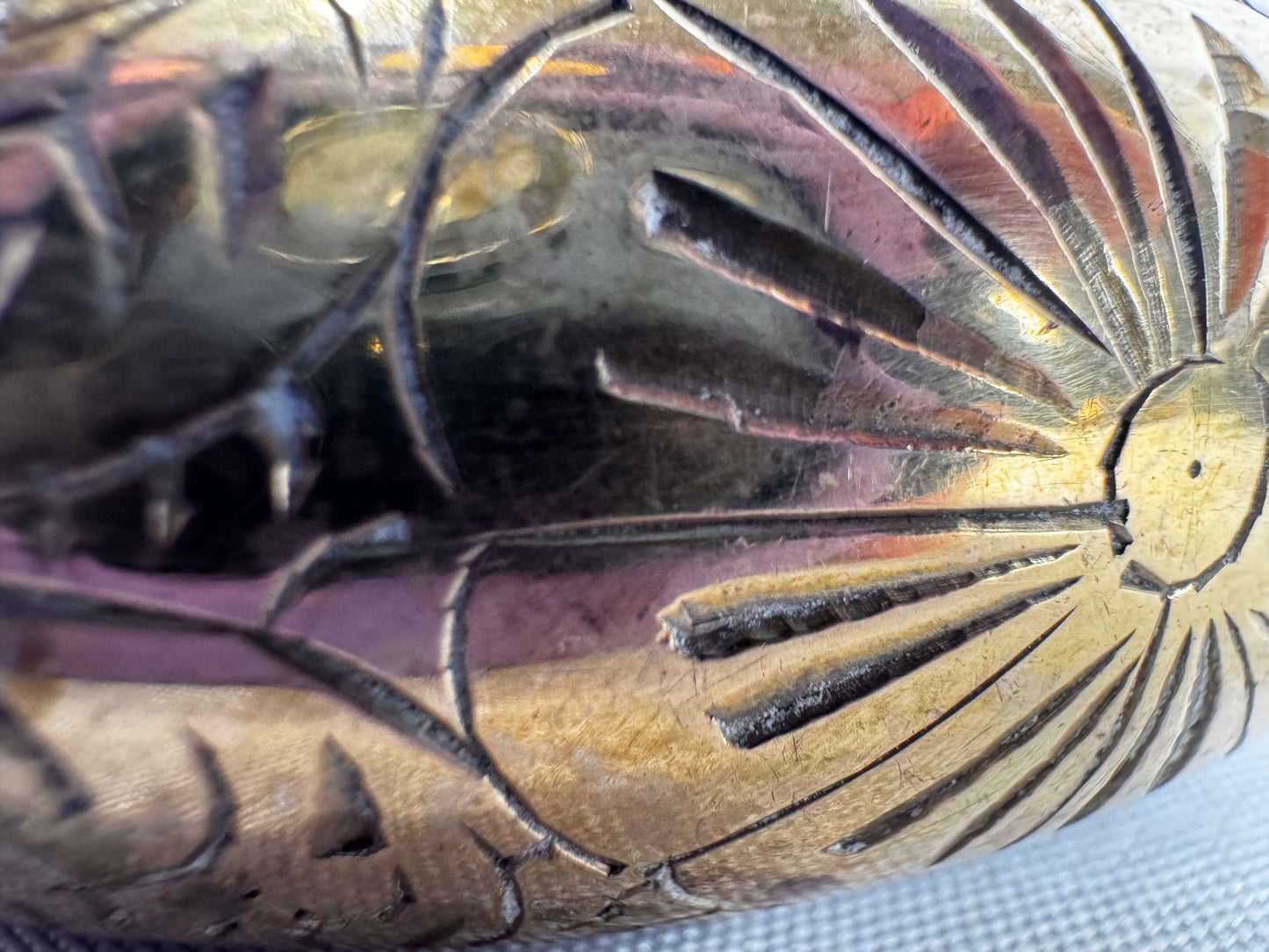 Vtg Engraved Brass Cuff CSBH