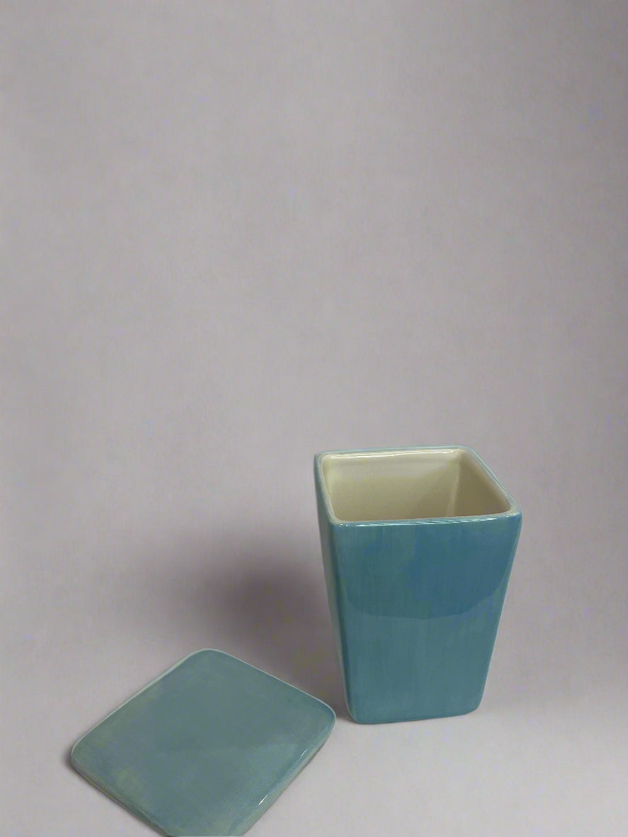 Pottery Barn lidded ceramic scare container