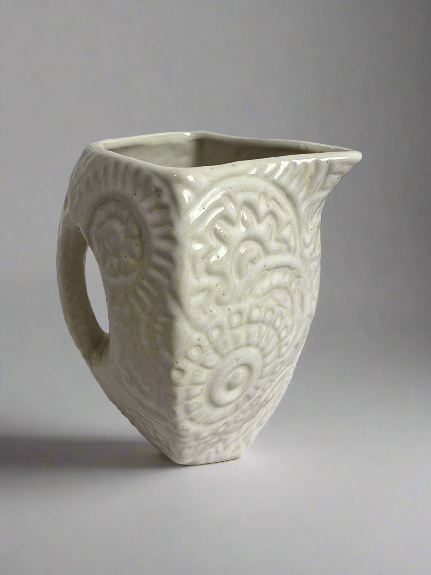 Embossed Floral Ceramic Cream Pitcher