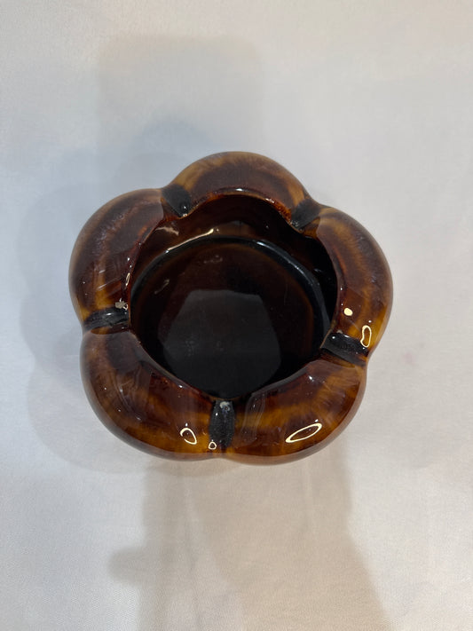 Vintage Nevco Brown Drip- Glazed Ceramic Ashtray