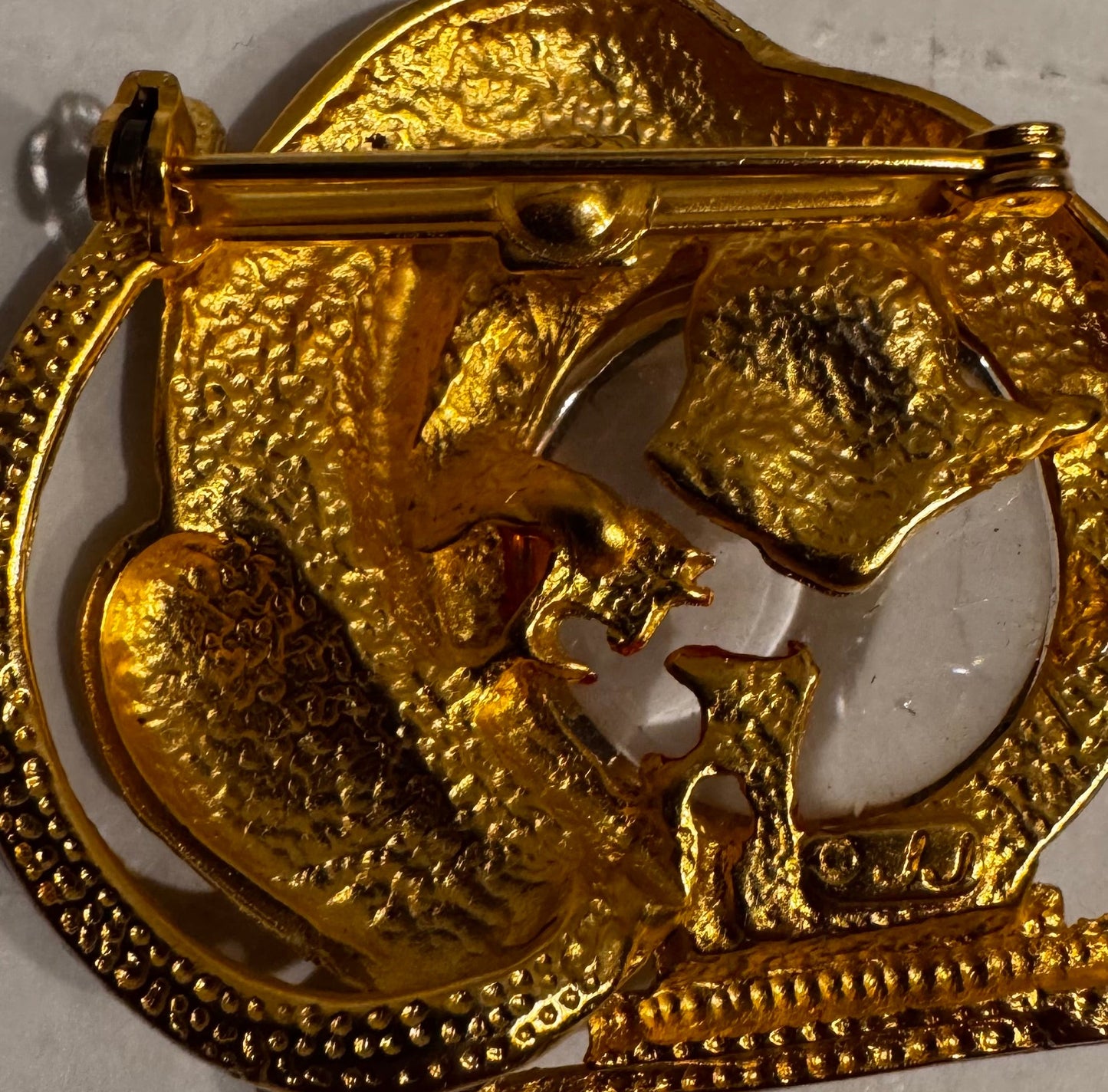 JJ Vtg Cat&Fish Bowl Brooch CSBH