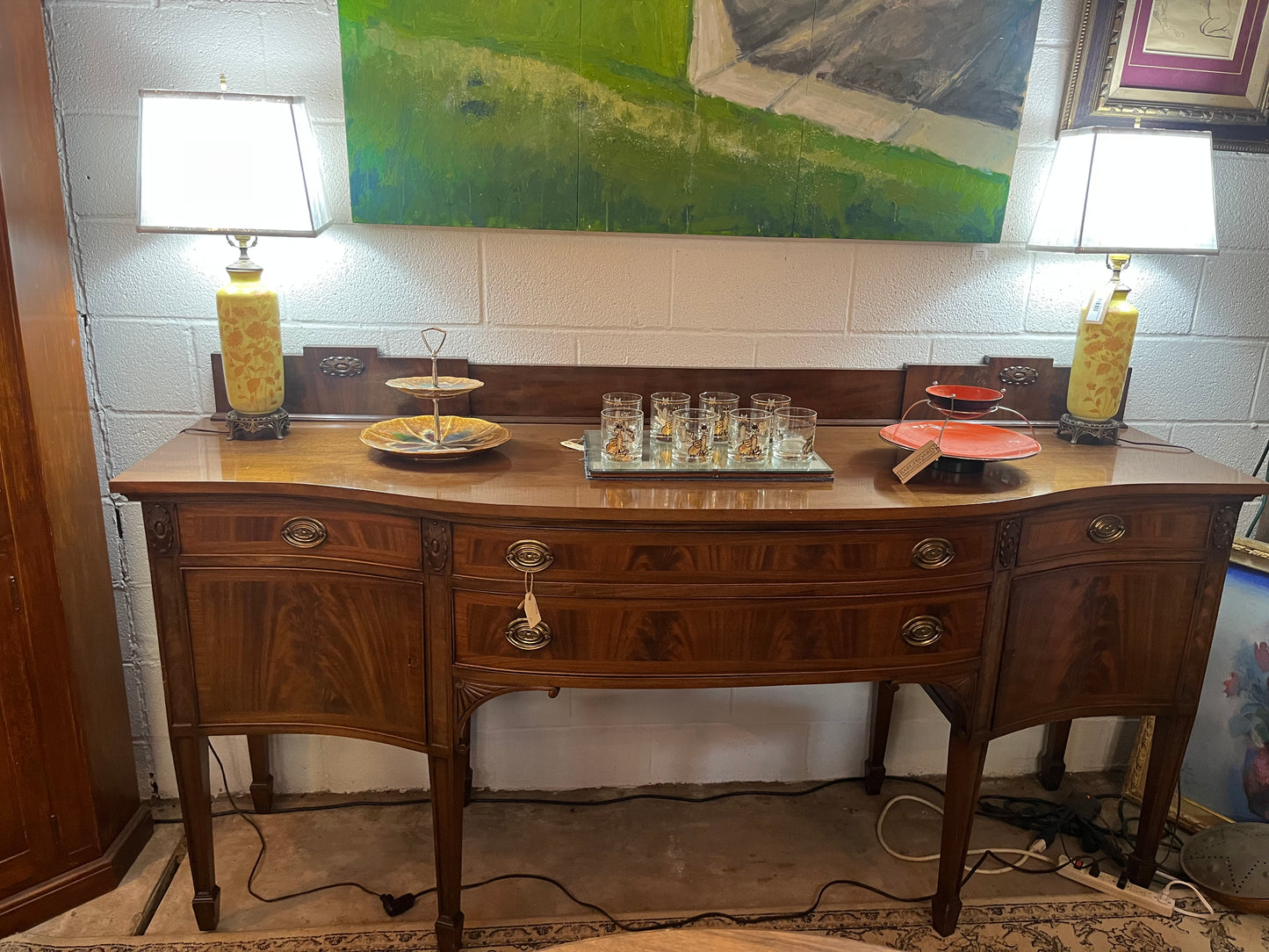 Manheim Antique Serpentine Sideboard Buffet (cs)