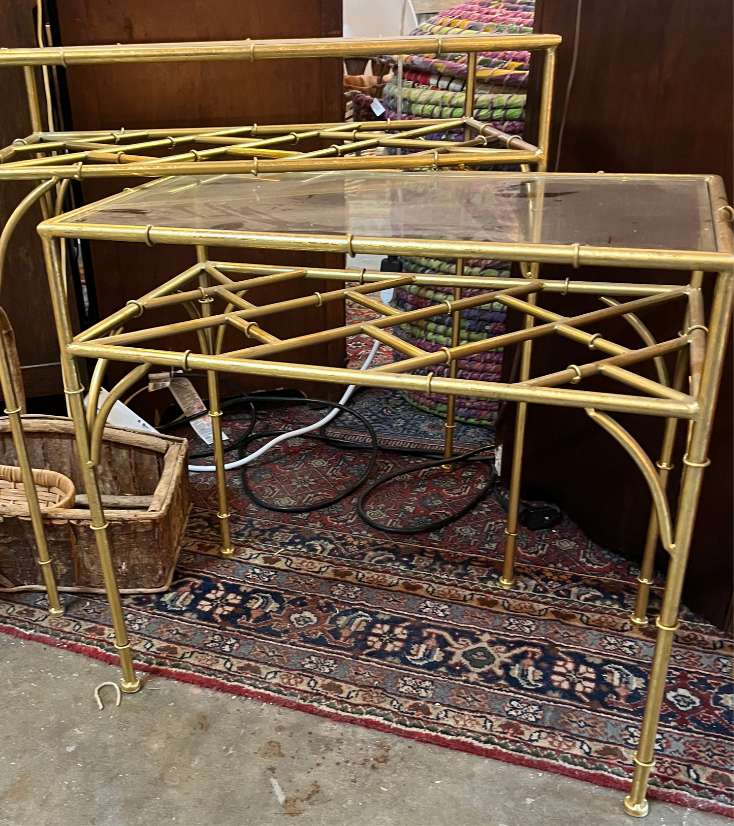 Gold Color Bamboo Nesting Tables ( Set of 2)