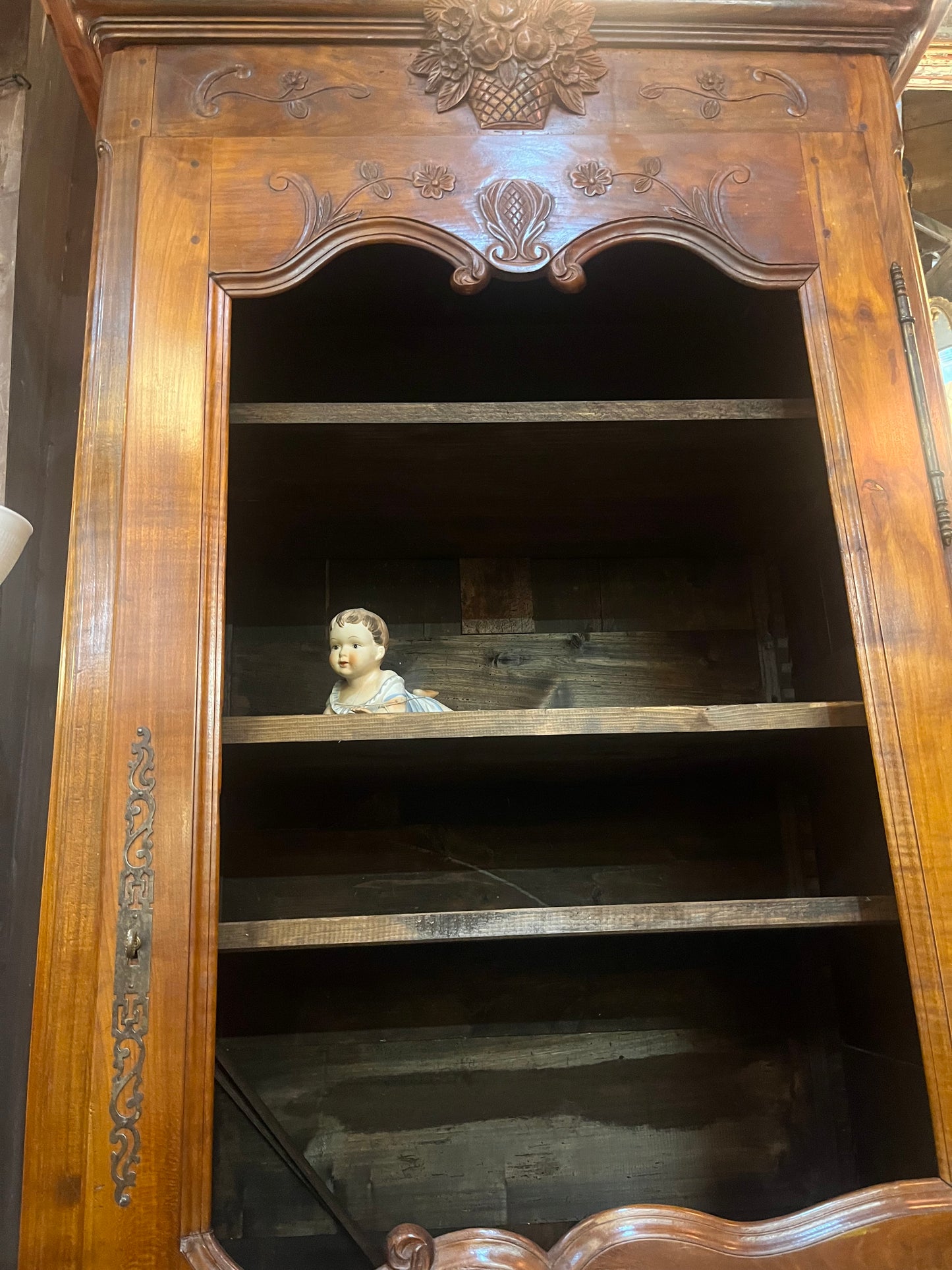 French Provincial Louis XV Style Carved Walnut Armoire, 19th century