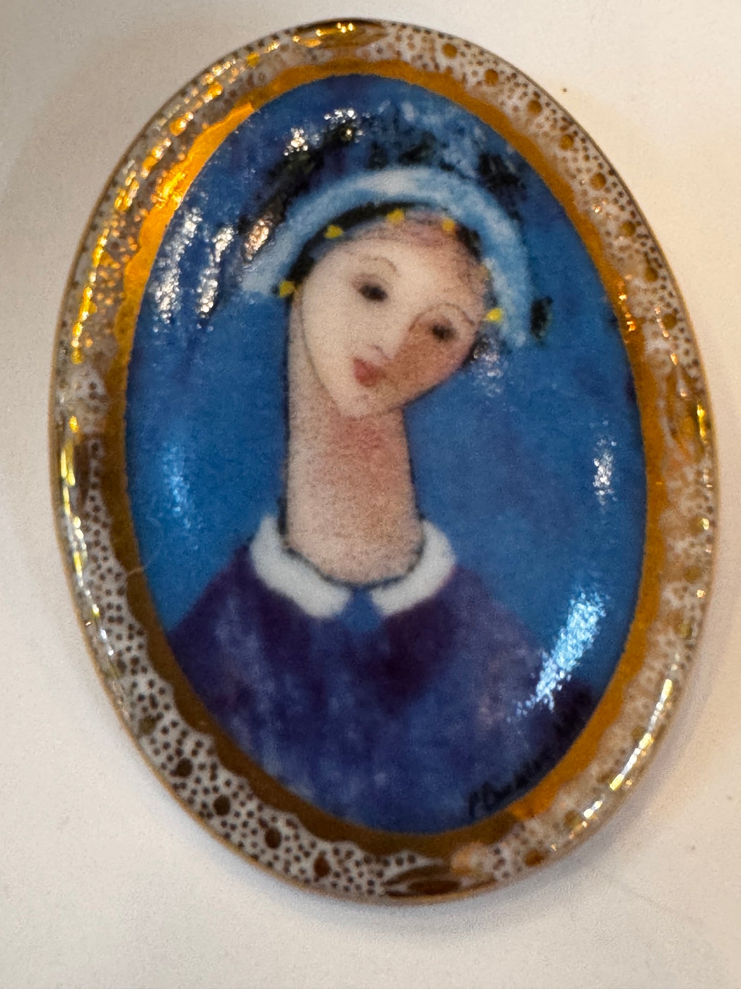 Blue Madonna Brooch