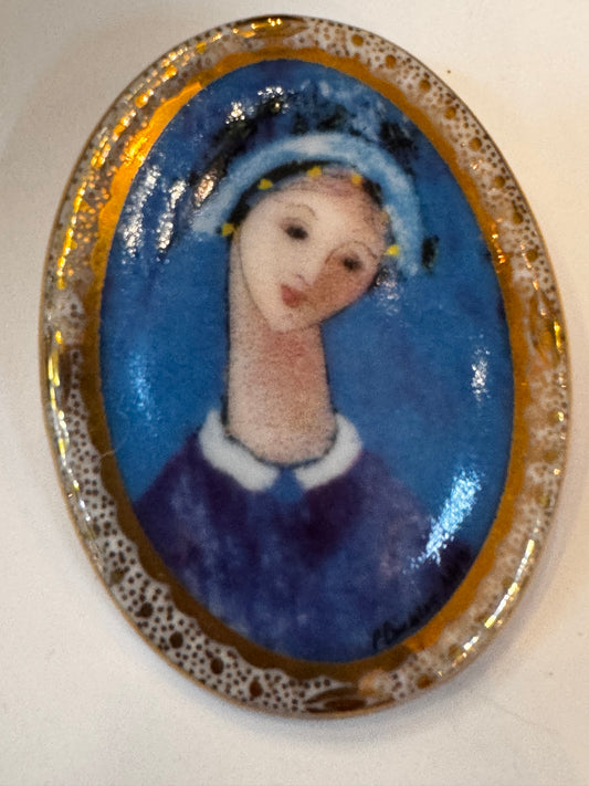 Blue Madonna Brooch