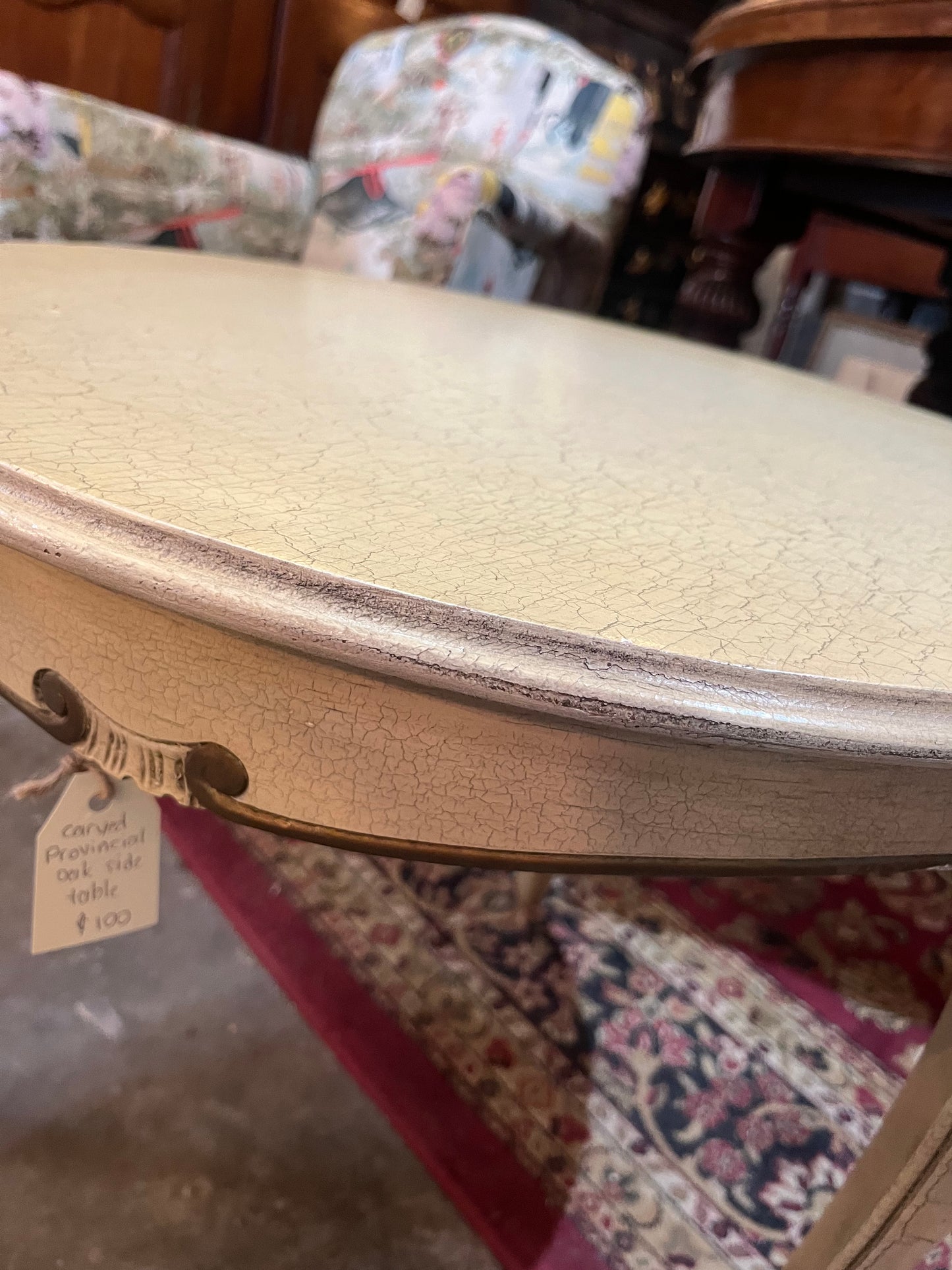 Carved Provincial Oak Side Table