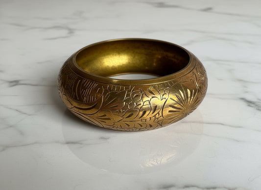 Vtg Engraved Brass Cuff CSBH