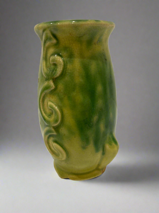 Vtg Green Drip Glaze Vase