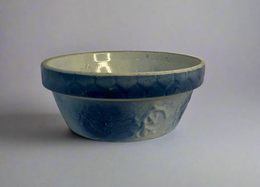 Vintage 1800s Pluckers Blue & White Salt Glaze Bowl