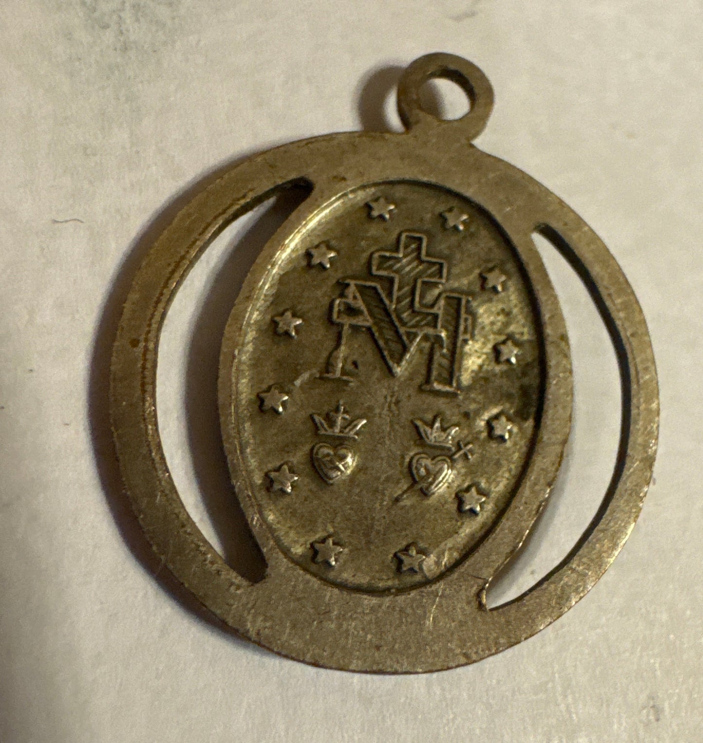 Vtg Brass Talisman (Erzulie / Virgin Mary) CSBH