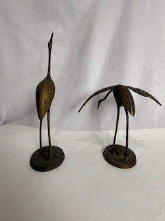 Pair of Brass Crane Sculptures
