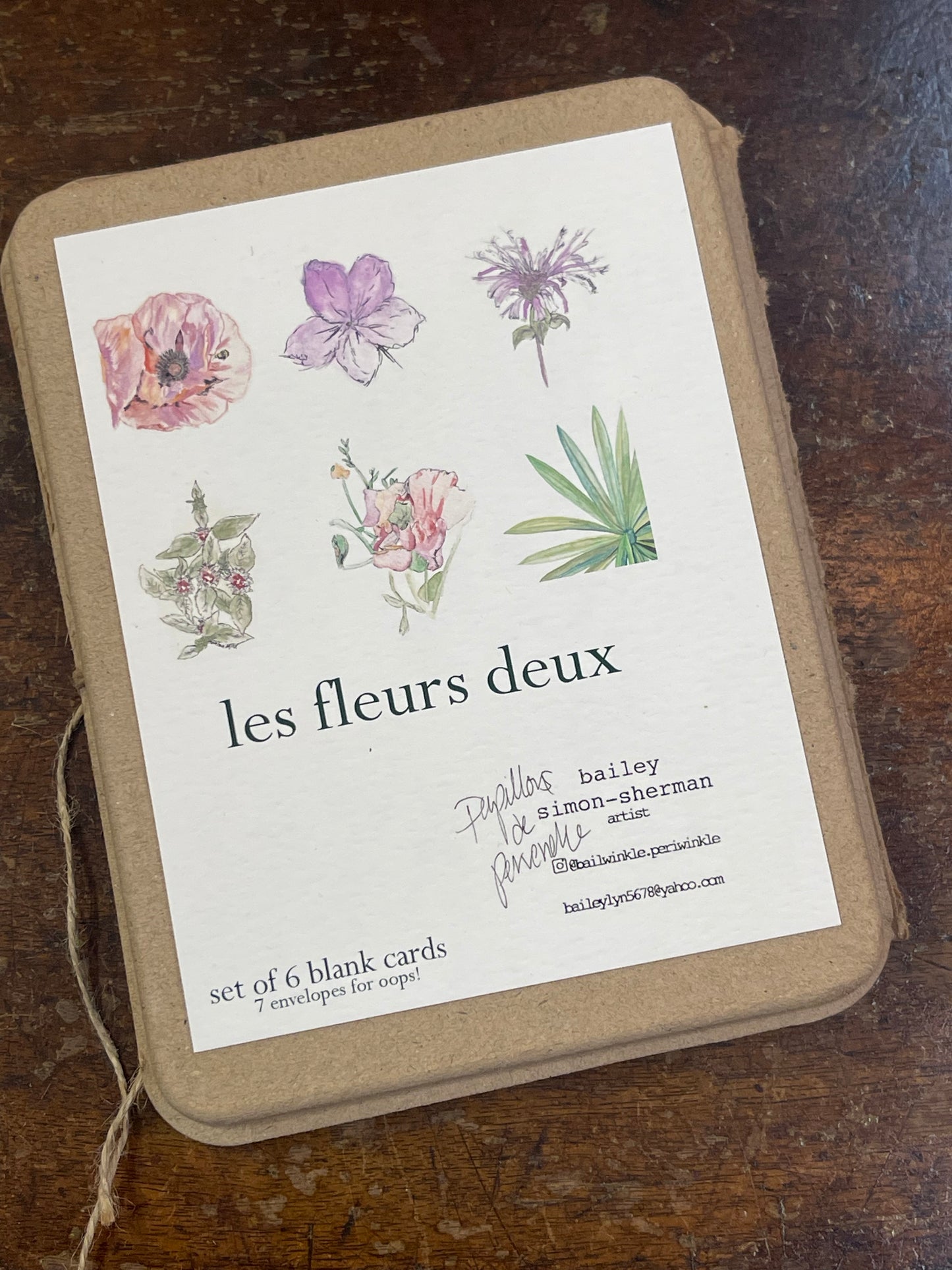 Bailey Simon-Sherman Les Fleurs Blank Fine Art Card Set of 6
